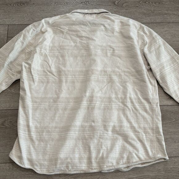 Linksoul Shirt Jacket Mens XXL Beige Stripe Shacket Long Sleeve Button Down - Picture 7 of 8